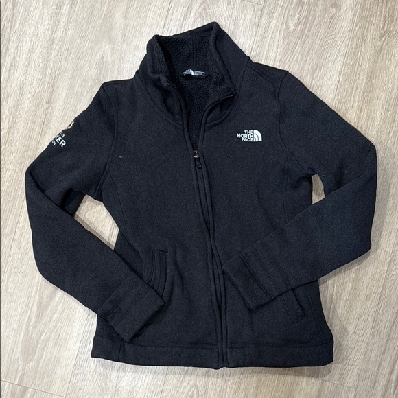 The North Face Black fleece Jacket Full Zipper Stand-Up Collar - Picture 1 of 4